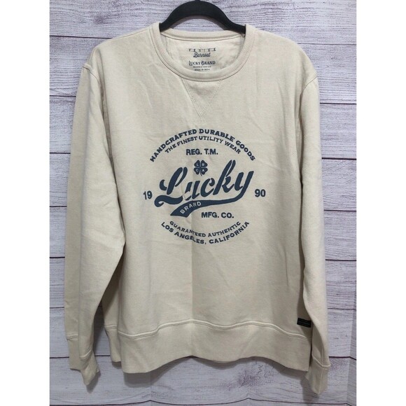 Lucky Brand Crewneck Sweatshirt Women's XL  Beige Pullover Venice Burnout NWOT - Picture 1 of 7